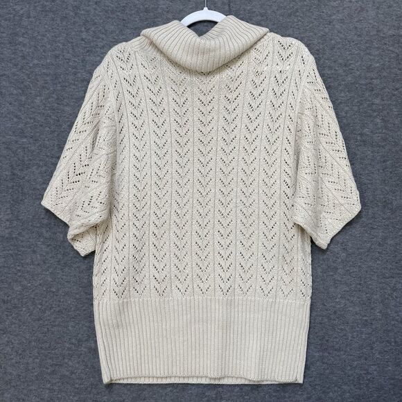 ADRIENNE VITTADINI STUDIO Cowl Neck Sweater XLarge Ivory NWT Wool Blend Y121021 - Picture 5 of 5